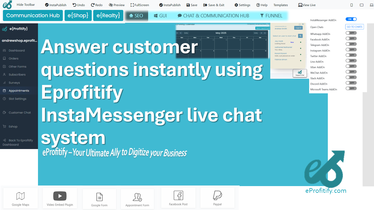 Answer customer questions instantly using Eprofitify InstaMessenger live chat system